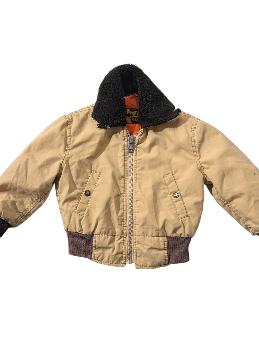 Kids Mo Jac Beige Bomber Jacket with Sherpa Collar